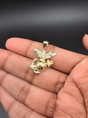 14K Yellow Gold USA Logo Pendant